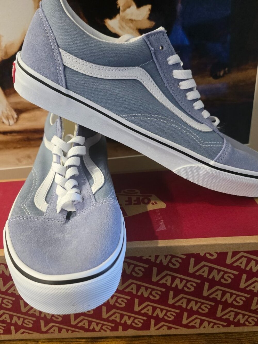 Vans Color Theory Old Skool Skate Sneakers Shoes Dusty Blue VN0007NTDSB Sz 10.5